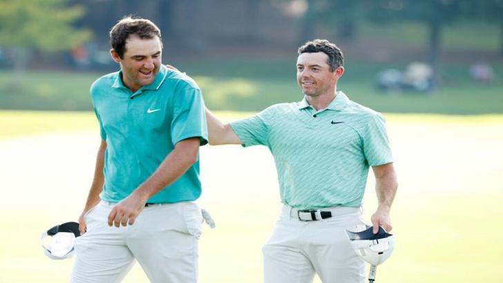 Golfers Scottie Scheffler and Rory McIleoy